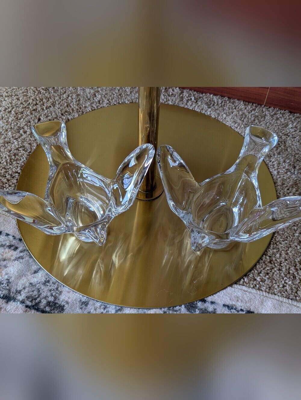 Vtg Princess House Crystal Bird Trinket Dishes Pair Clear Glass Figurine Decor